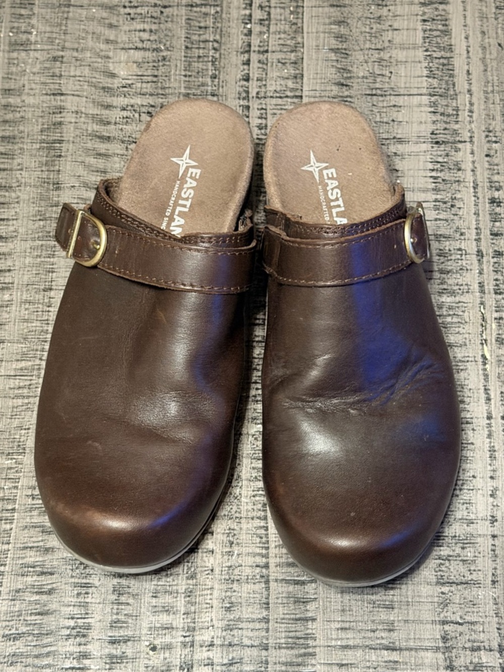 Eastland Adele Dark Brown Leather Buckle Clogs